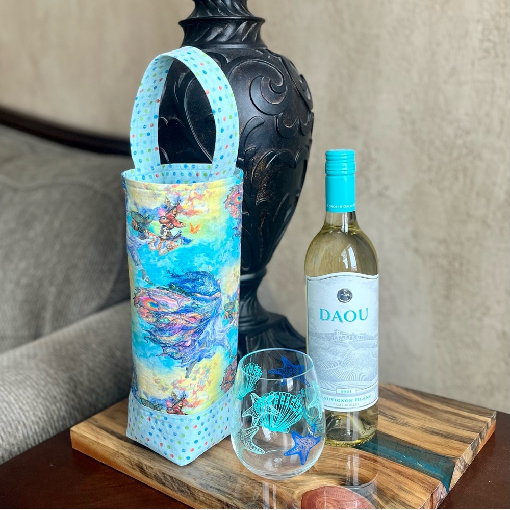 Fantasy Fairies & Butterflies .wine tote housewarming gift handmade tote gift